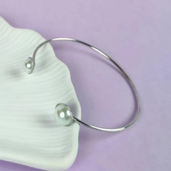 Pearl luster silver bracelet