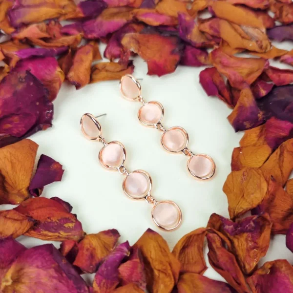 Vintage rose monalisa stone earrings - Image 2