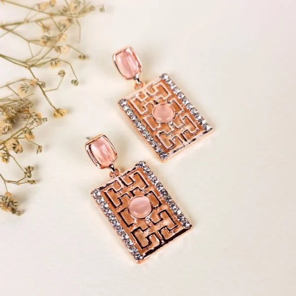 Mystic rose monalisa stone earrings