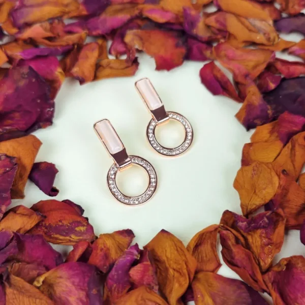 Luminous rose monalisa stone earrings