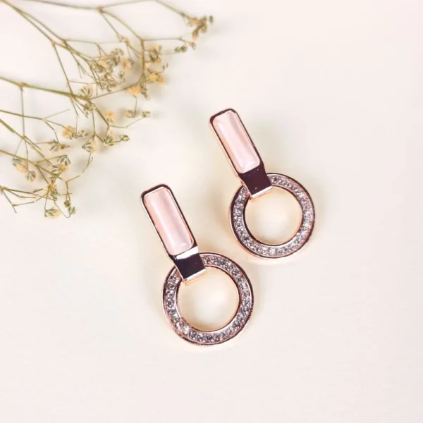 Luminous rose monalisa stone earrings