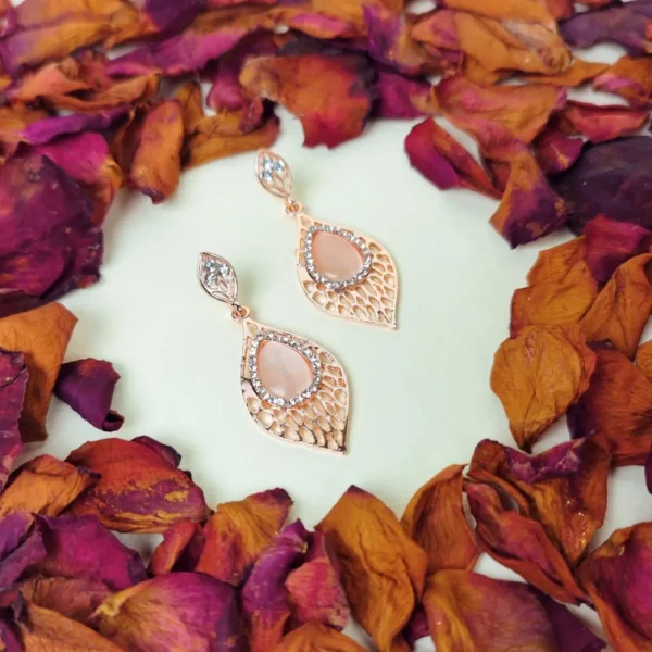Cherished rose monalisa stone earrings
