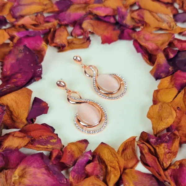 Aurora rose monalisa stone earrings