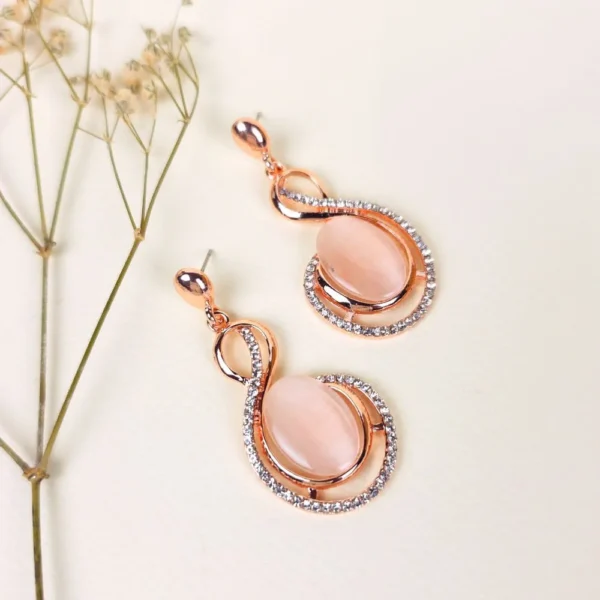 Aurora rose monalisa stone earrings
