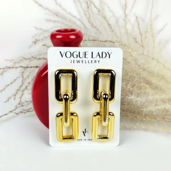 Golden chain link drop earrings