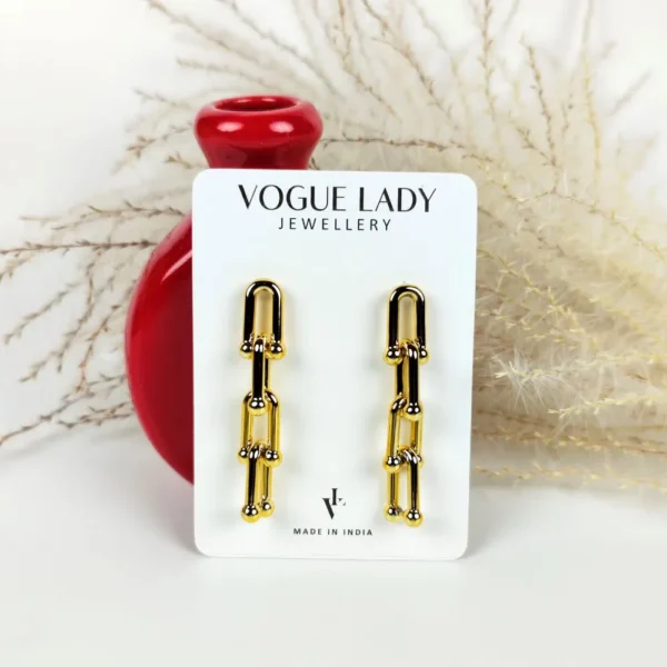 Golden U link dangle earrings