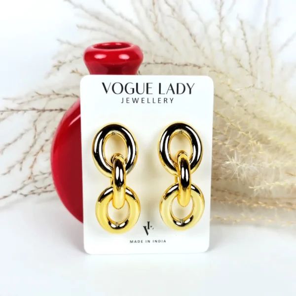 Golden oval Link drop earrings