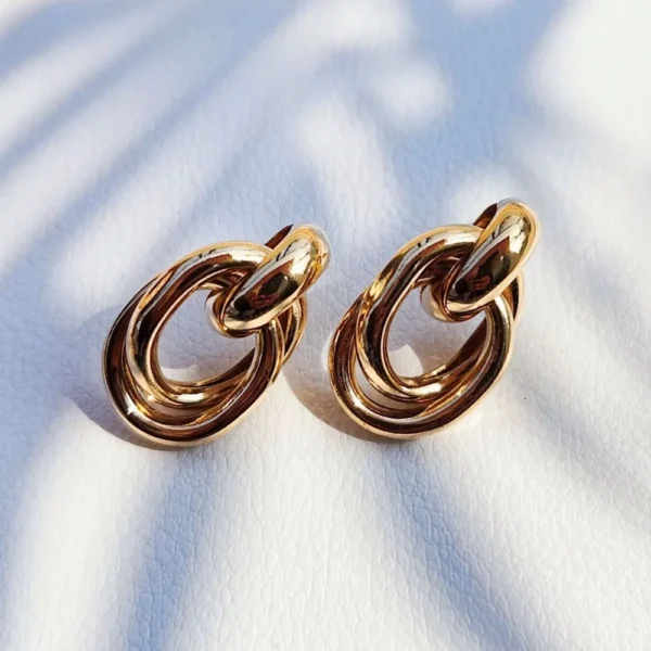 Golden cascade stud earrings