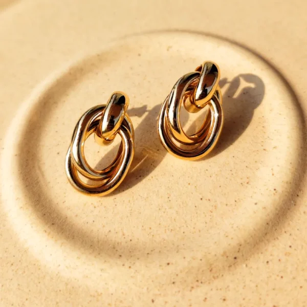 Golden cascade stud earrings