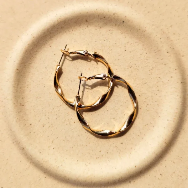 Golden luster hoop earrings