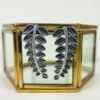 Leaf vein oxidised stud earrings