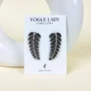 Leaf vein oxidised stud earrings