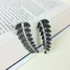 Leaf vein oxidised stud earrings