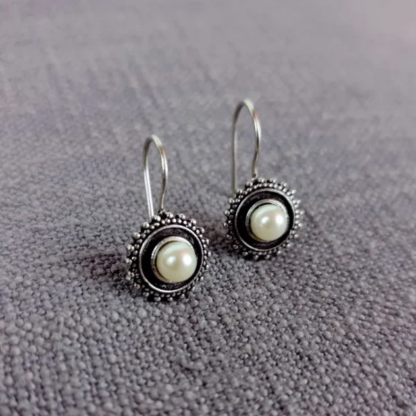 Pearl mist oxidised stud earrings