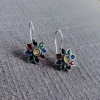 Rainbow petal oxidised stud earrings