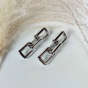 Silver chain link drop earrings
