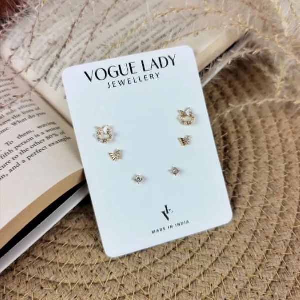 Flutter ring anti tarnish studs earrings