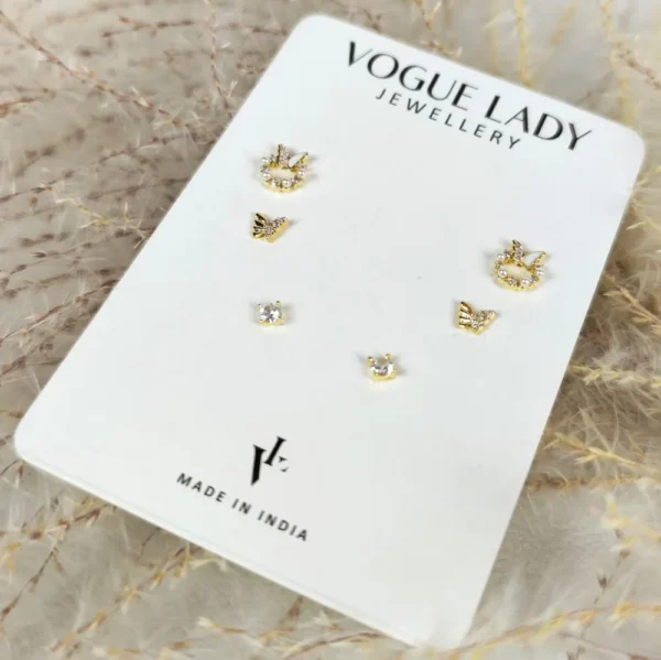 Flutter ring anti tarnish studs earrings