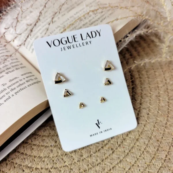 Triple treat anti tarnish studs earrings
