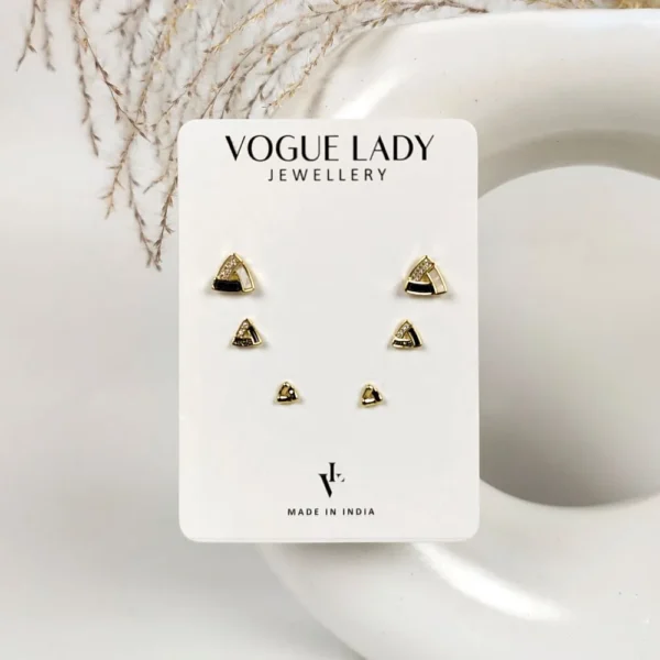 Triple treat anti tarnish studs earrings