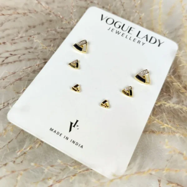 Triple treat anti tarnish studs earrings