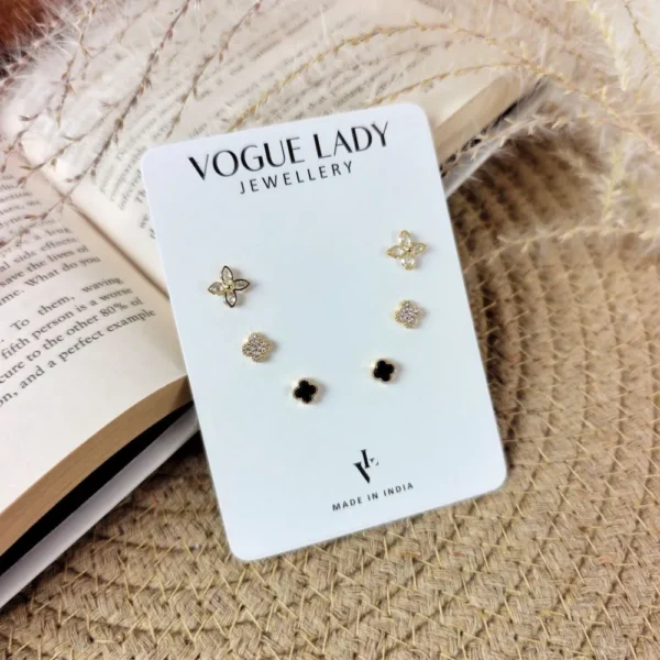 Lucky clove anti tarnish studs earrings