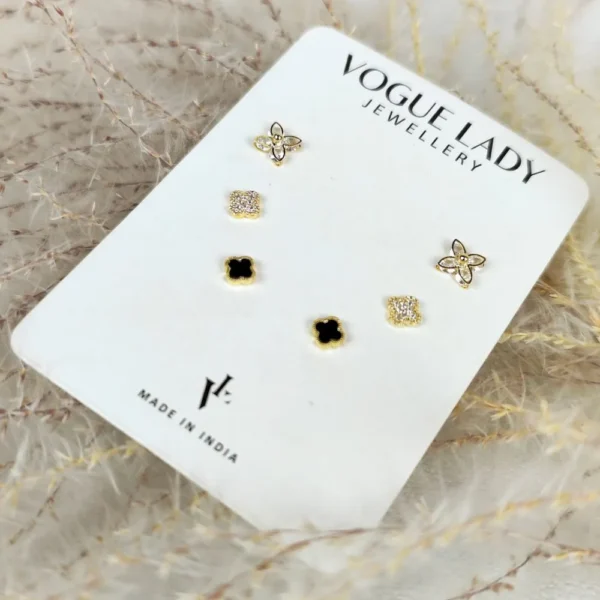 Lucky clove anti tarnish studs earrings