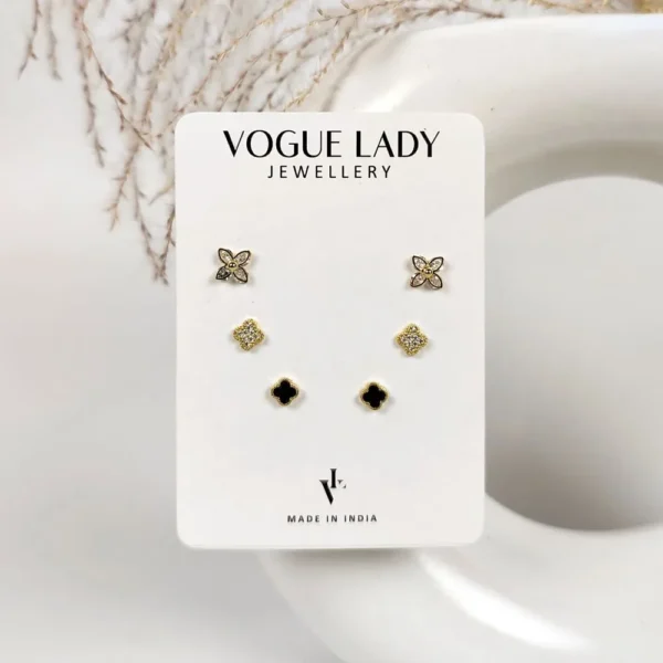 Lucky clove anti tarnish studs earrings