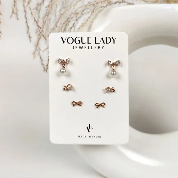 Dainty bow anti tarnish studs earrings