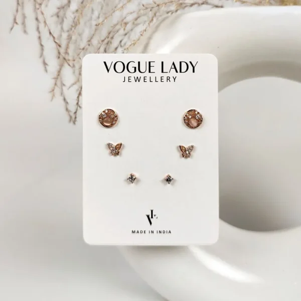 Rose garden anti tarnish studs earrings