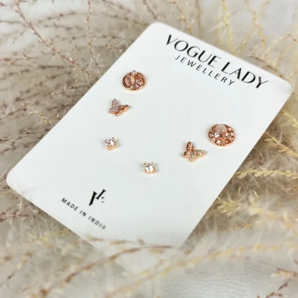 Rose garden anti tarnish studs earrings