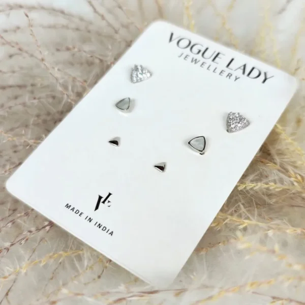 Tri fusion anti tarnish studs earrings