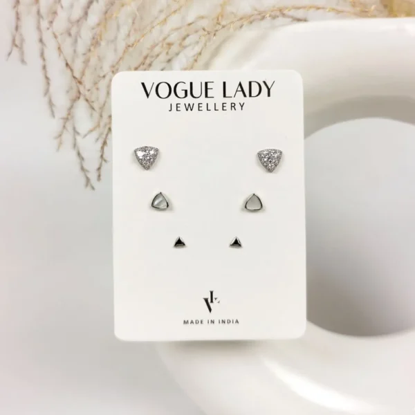 Tri fusion anti tarnish studs earrings