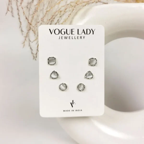 Geo fusion anti tarnish studs earrings