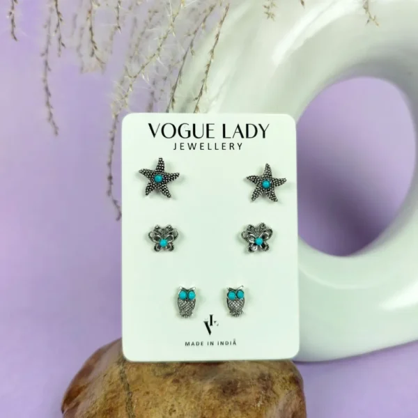 Radiance oxidised studs earrings