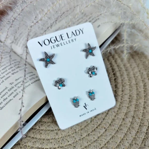 Radiance oxidised studs earrings