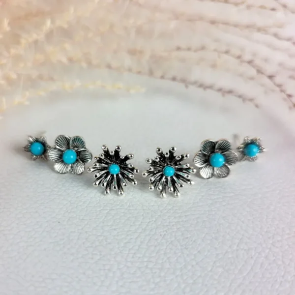 Grandeur oxidised studs earrings