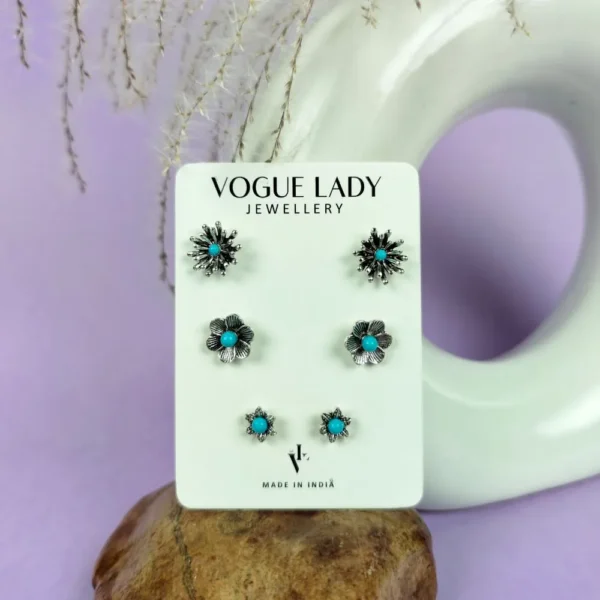 Grandeur oxidised studs earrings