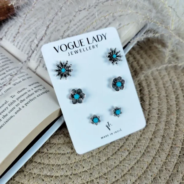 Grandeur oxidised studs earrings