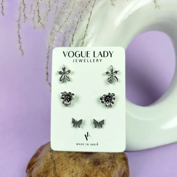 Divine oxidised studs earrings