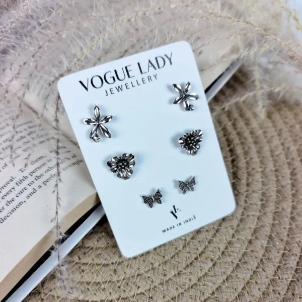 Divine oxidised studs earrings