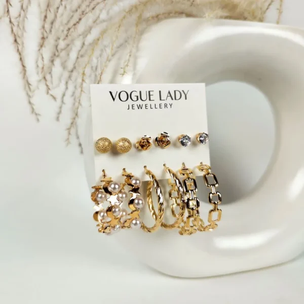 Golden frontier studs and hoops