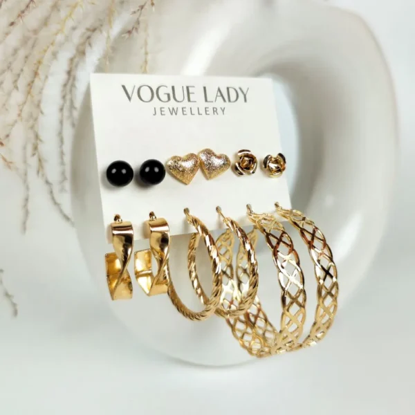 Golden pioneer studs and hoops
