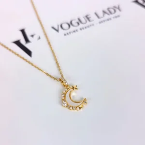 Pearl crescent golden neck chain