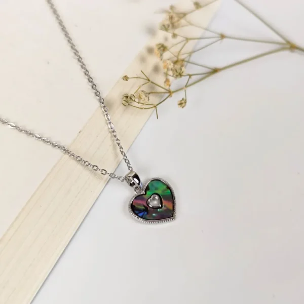 Marine heart silver plated necklace