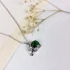 Green elephant silver plated necklace