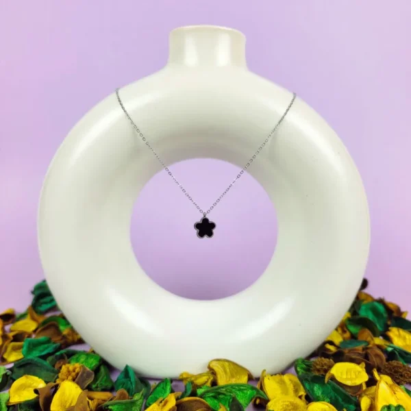 Inky iris silver plated necklace