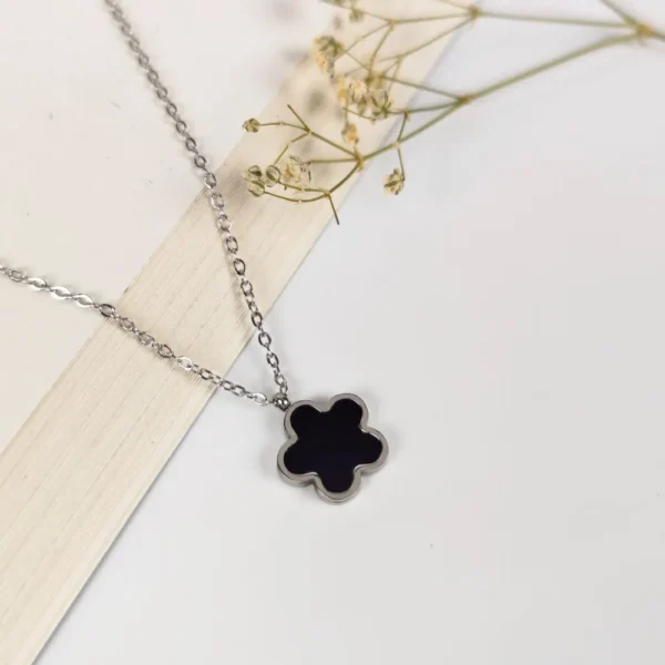 Inky iris silver plated necklace