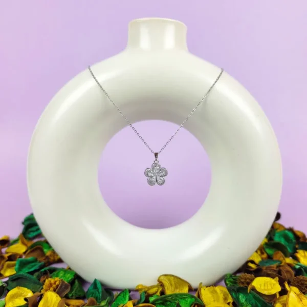 Blossom gem silver plated necklace