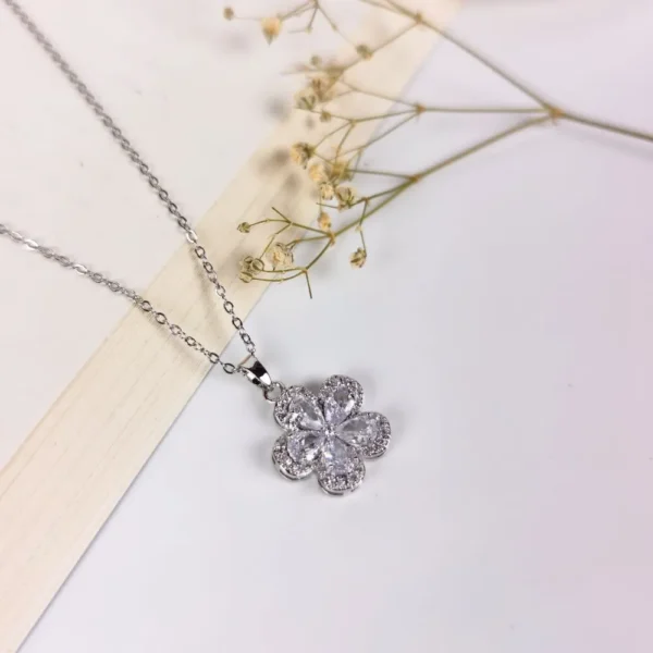 Blossom gem silver plated necklace